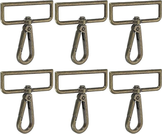 Swivel Snap Hooks, Metal D Ring Keychain Lanyard Clip Hook Lobster Clasp Claw Push Gate Clip - Fitting for(Purse Making - Sewing - DIY Crafts) 6 Pcs & 2" & Bronze