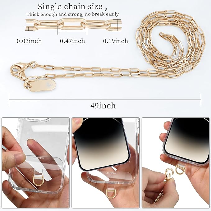 UKON Crossbody Phone Lanyard - Fashion Phone Strap with 2xTPU Tether Tab for Women - Palegold