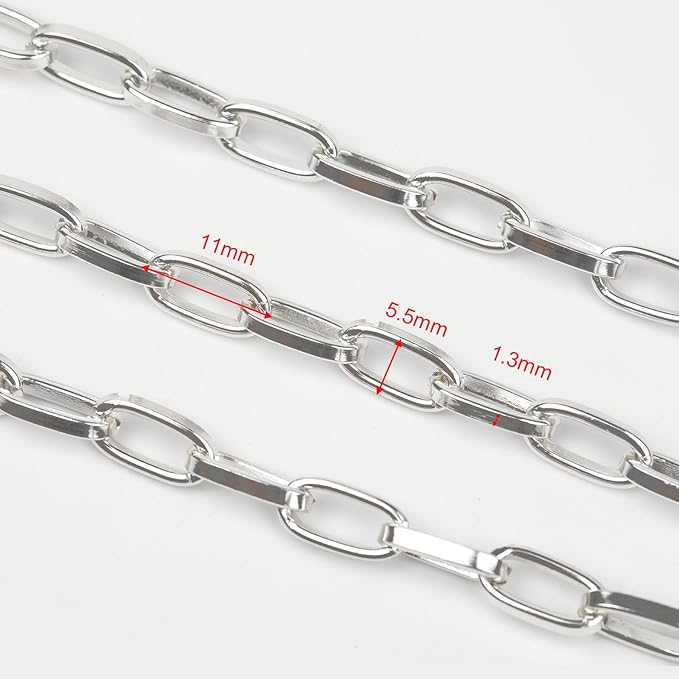33 Feet Aluminum Chains for Jewelry Making Silver Plated Paperclip Necklace Chain Handmade DIY Chains Bulk with Jump Rings and Lobster Clasps