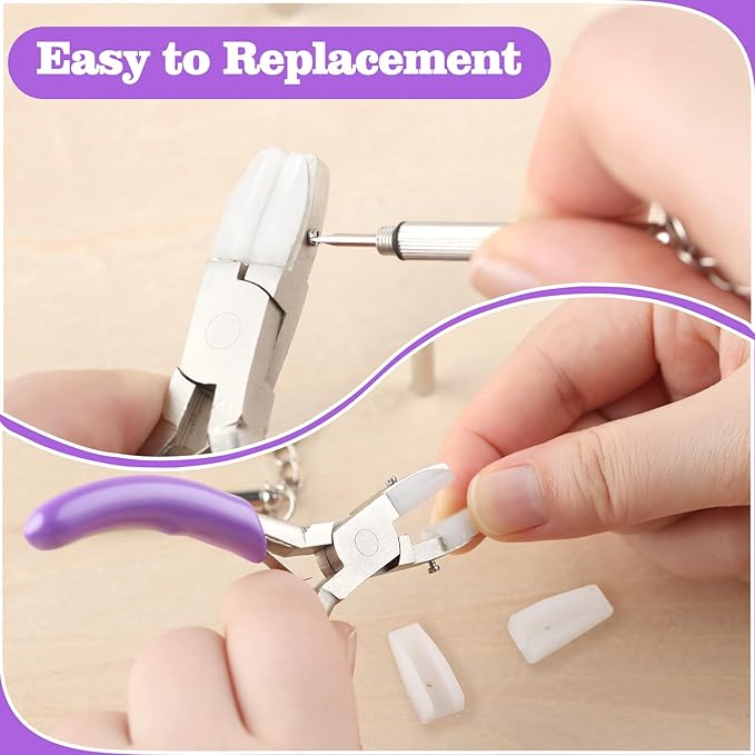 3 Inch Flat Nylon Jaw Pliers, Double Nylon Flat Jaw, Purple Handle, Jewelry Making Tools
