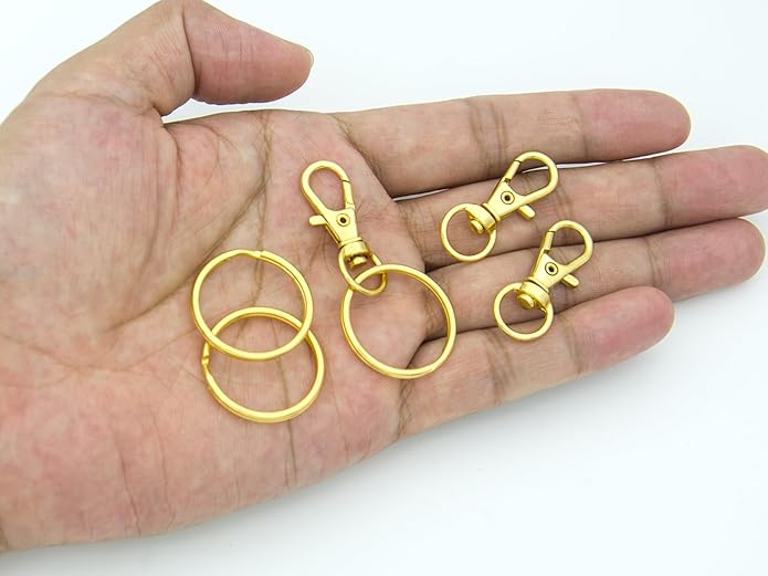Swivel Snap Hooks with Split Key Rings Premium Metal Silver Lobster Claw Trigger Clasps for Keychain Clip Lanyard Bag Purse Tag Jewelry Making Crafts