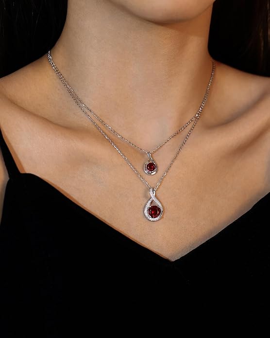 FANCIME Birthstone Necklaces for Women Fine Jewelry Sterling Silver Infinity Pendant Anniversary Birthday Gifts for Her Women Wife Mom Lady Daughter, Chain 16"+2" Extend