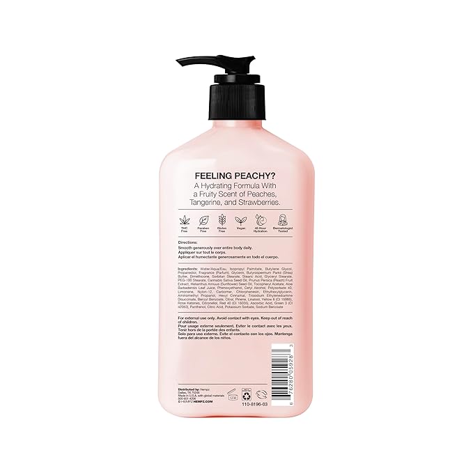 Hempz Juicy Peach Lotion, Hydrating Body Moisturizer, juicy fruit, 17 fl.oz.