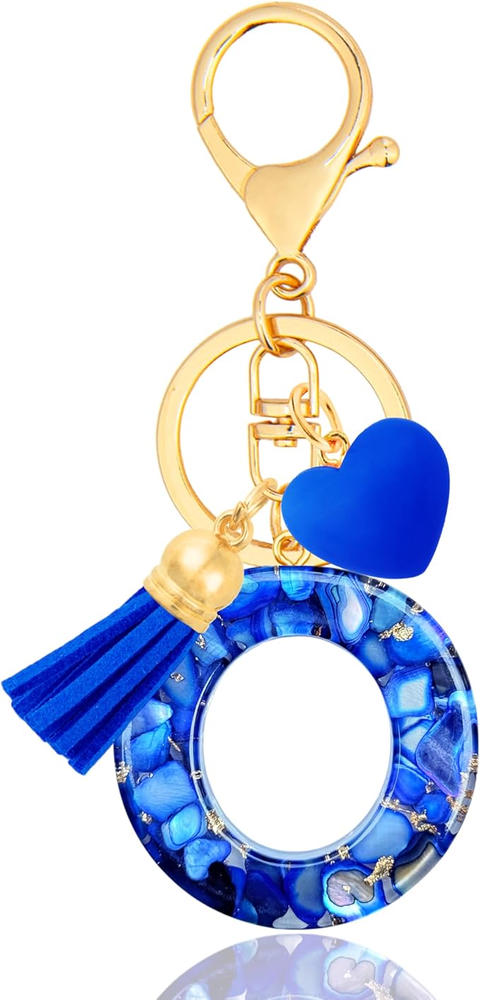 Initial Keychains for Women with Cute Heart Resin - Alphabet Letter Keychain for Bag, Backpacks, Purse or Car key