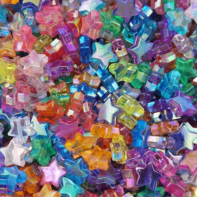 INSPIRELLE 600 Pieces Acrylic Star Beads AB Finish Spacer Beads for Jewelry Craft Making