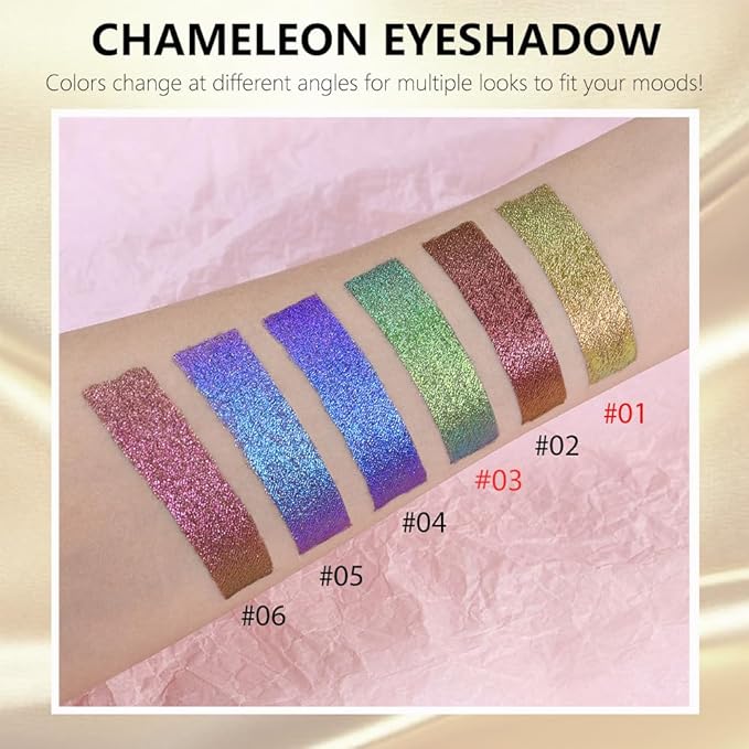 evpct 2Pcs Yellow Green Duochrome Chameleon Liquid Eyeshadow, Multichrome Metallic Glitter Liquid Eye Shadow Makeup for Women, Waterproof Color Shifting High Pigment Holographic Iridescent Eyeshadow