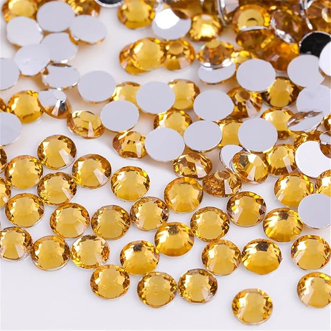 3000 Pieces SS12 3mm Flatback Rhinestones Clear Glass Round Gems Crystals for Nail Art DIY Crafts Clothes Shoes Bags （Golden Yellow）