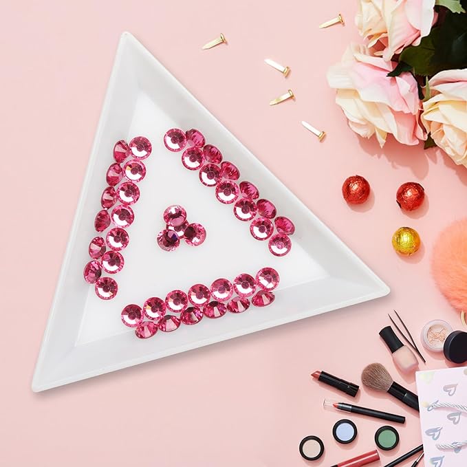 Jollin Glue Fix Flatback Rhinestones Glass Diamantes Gems for Nail Art Crafts Decorations Clothes Shoes 7.2mm (ss34 288pcs, Rose)