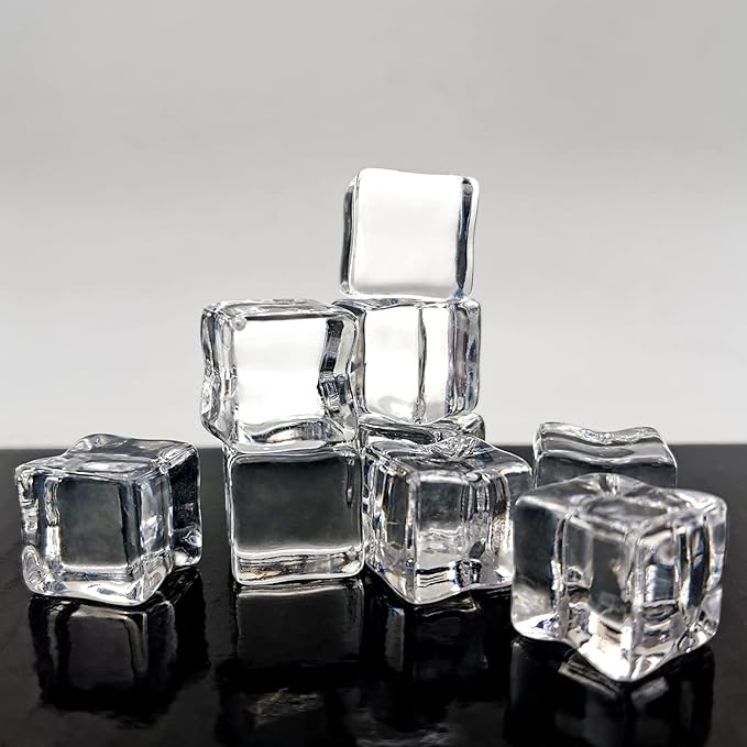 Fake Ice Cubes, 18 mm Fake Ice Rocks 100 pcs Acrylic Ice Rocks, Faux Ice Vase Fillers for Wedding Props