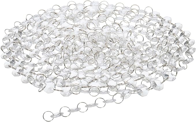 PATIKIL Clear Crystal Garland Strands, 16.4 Ft Acrylic Octagon Chandelier Bead Chains for Craft Wedding Party Home Decorative Jewelry Making Christmas Tree