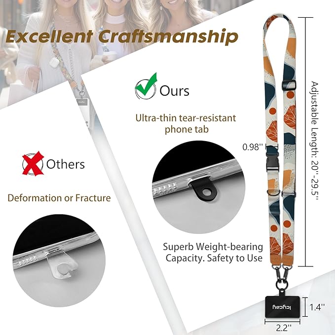 Phone Lanyard Crossbody, Abstract Art Cell Phone Strap for Around The Neck Adjustable, Anti Theft Cute Lanyard for iPhone Case ID Holder Keys Accessories Travel Essential