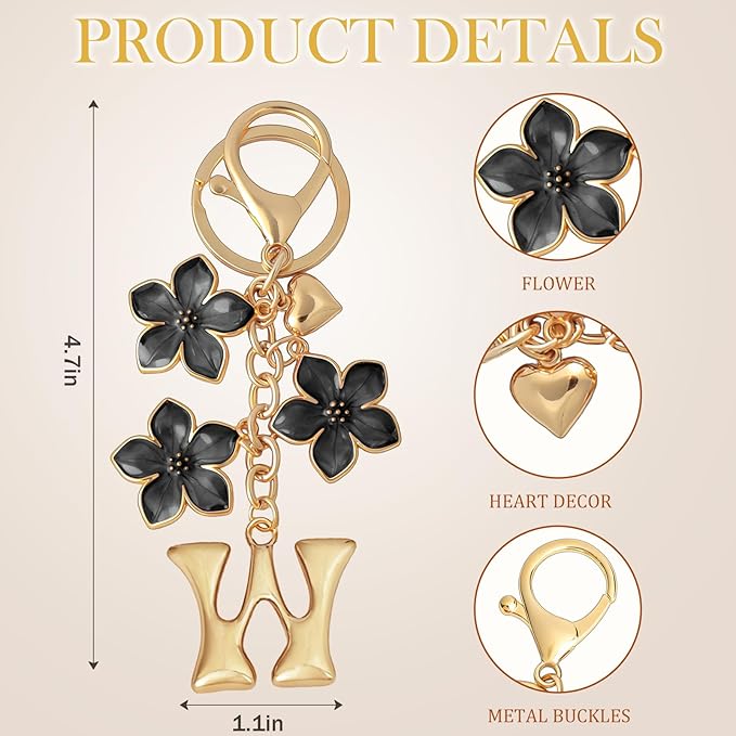 Snycler Bubble Initial Keychain Graceful Flower for bags car remote–A-Z Letter Charms for Women