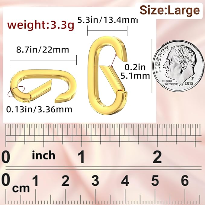 10Pcs Oval Clasp Carabiner Necklace Clasps and Closures, Spring Ring Clasp Pearl Necklace Enhancer Connector for Jewelry Bracelet Making