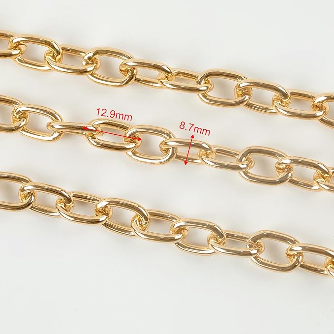16.4 Feet Aluminum Jewelry Chain Roll, Gold Plated Oval Paperclip Chain Bulk, Hip Hop Rapper Necklace & Choker DIY Jewelry Making Supplies