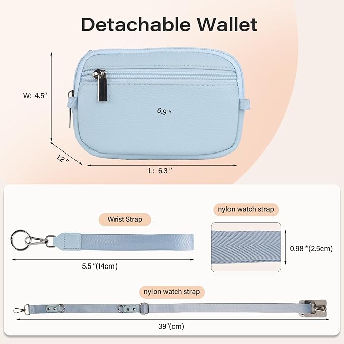 Phone Lanyard Crossbody with Wallet，Detachable Phone Strap Wristlet with ID Window and Zipper，Adjustable Strap for All Phone
