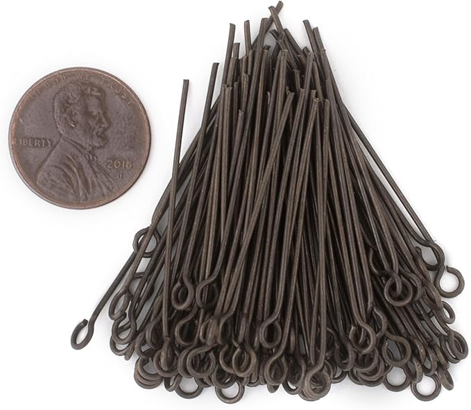 The Bead Chest Antiqued Brass 21 Gauge 1.5 Inch Eye Pins (Approx 100 Pieces)
