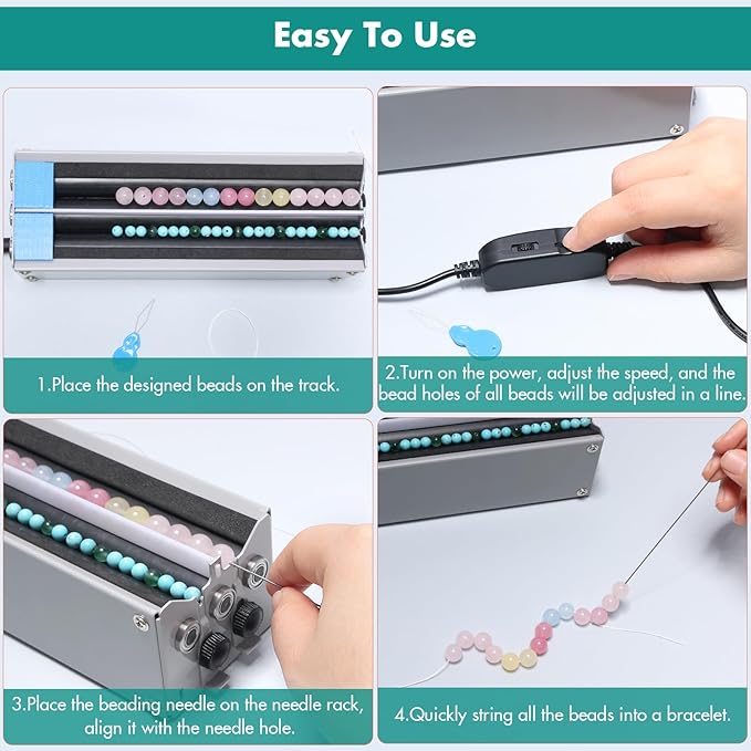 Karsspor Electric Bead Spinner, 2 Channels for Jewelry Design and Beading, Bead Spinner for Jewelry Making, Beads String Machine for Bracelets Necklace Making, Suitable for All Kinds of Beads