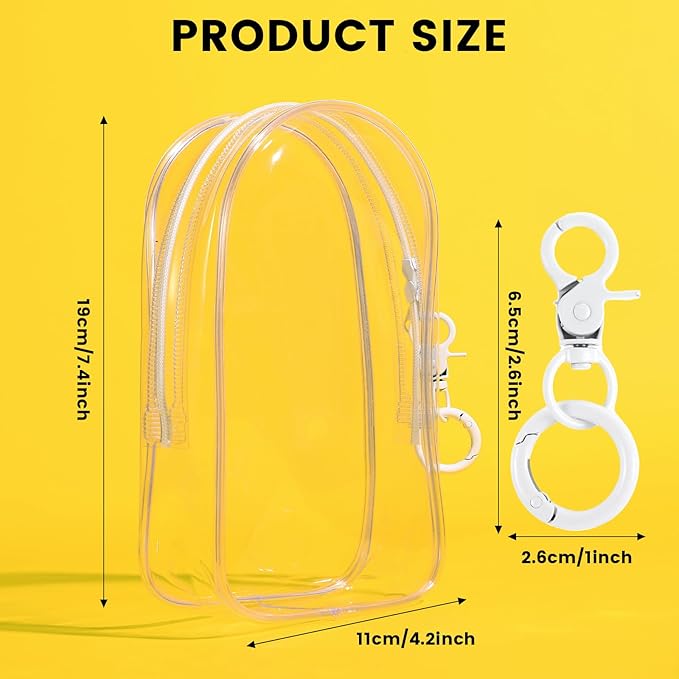 Clear Figure Display Bag with Keychain 7.4"x4.2" Clear Figure Display Bag Pouchette Keychain for Blind Boxes, Mini Figures and Collectibles