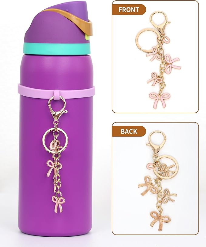 Bow Purse Charms Keychain - Pink Bow Alphabet Letter Key Chain, Bag Charms Wallet