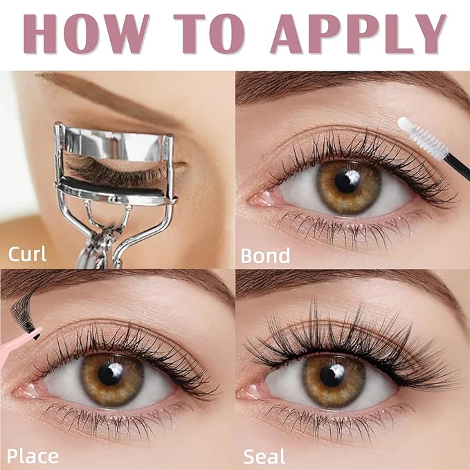 OCTOPY Wispy Lash Clusters Kit - DIY Extension Kit 240 PCS, 30D 40D Fluffy Cluster Eyelash Extensions 10-16mm, D Curl With Tweezers, Bond and Seal Waterproof