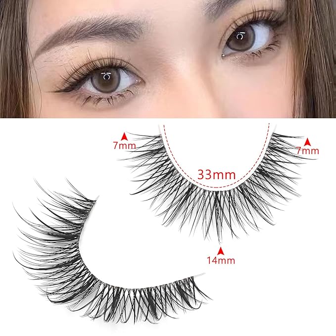 outopen 10 Pairs Manga Lashes Natural Look Clear Band Lashes Japanese Anime Eyelashes Asian Style False Eyelashes Wispy Thin Band False Lashes Korean Makeup Fake Eyelashes Fairy Lash Clusters