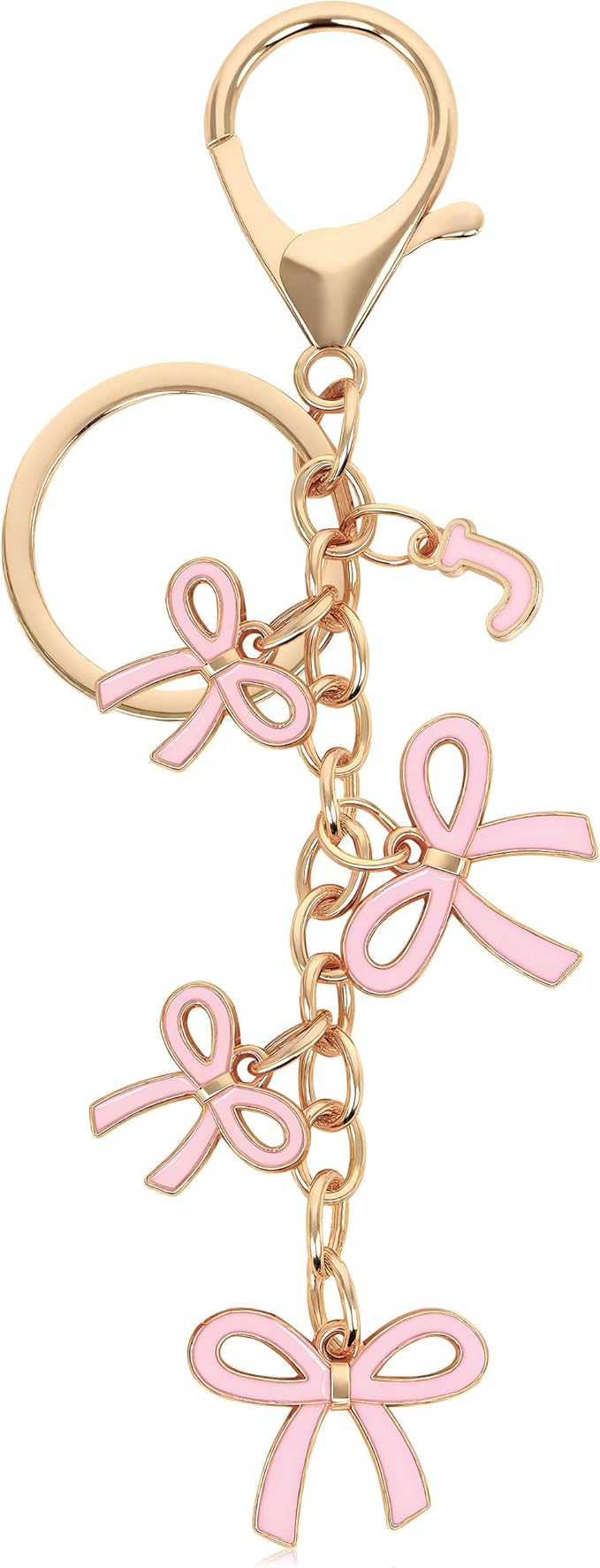 Bow Purse Charms Keychain - Pink Bow Alphabet Letter Key Chain, Bag Charms Wallet