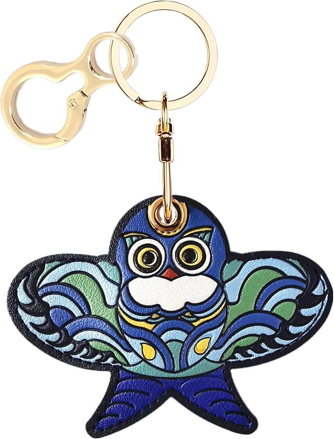 Leather Keychain Holder Case Compatible with AirTag,Cute Protective Apple Air Tag Cover with Keychain Ring,Anti-Scratch Finder GPS Tracker Case for Wallet Keys,bag,pets(Kite C)