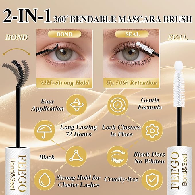 FEEGO Natural Mix Lash Kits 12 Row Upper Lash + Lower Lash Set 132pcs Lashes, Complete Eye Makeup Set 3D Curl Adapts to a wide range of eye shapes (Includes Lash Bond/Seal Glue/Remover/Tweezers)