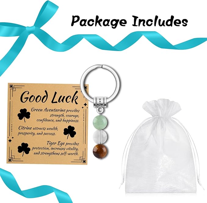 Good Luck Gifts Crystal Keychain for Women Men Relief Stress Anxiety Recovery Gift Inspirational Jewelry for Friends Sister Daughter New Job Promotion Leaving Gifts for Coworker Christmas Graduation