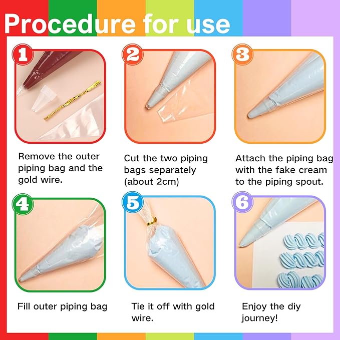 ASTRYAS 10PCS 100g Cream Glue Kit, Decoden Kit, Fake Whipped Cream Glue Clay Frosting with Decorating Tips for Crafts Handmade Phone Case Mirror Jewelry Accessories (Rainbow Theme)