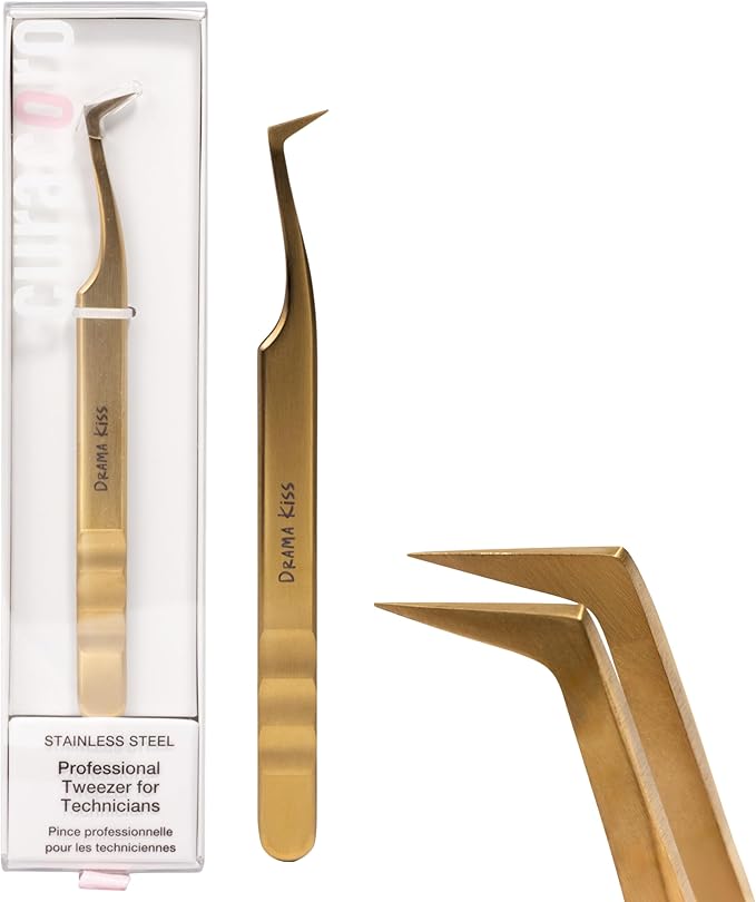 Curacoro Lash Tweezers for Eyelash Extensions - LashSmith L-Shaped 90° Tweezer for Volume Lashes, Spikes & Fans