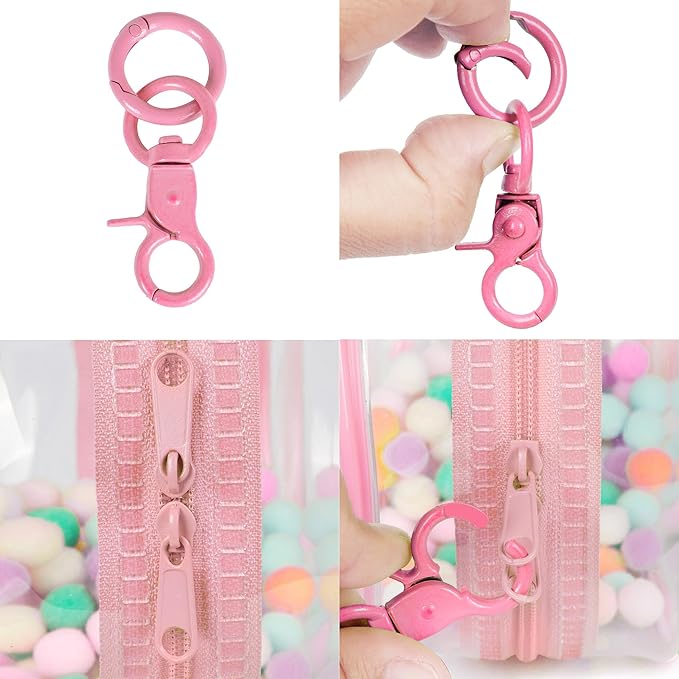 CHICHO Clear Figure Display Bag with White Hairball Keychain, Portable Doll Storage Bag Hanging Blind Box Organizer Zipper Closure