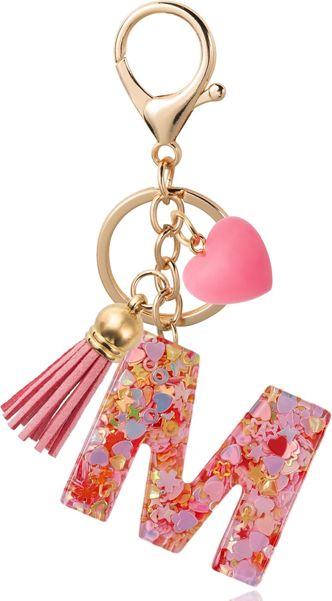 Alphabet Initial Letter Keychain Cute Heart Resin - Letter Keychain for Backpack Charms - Initial Keychains for Women