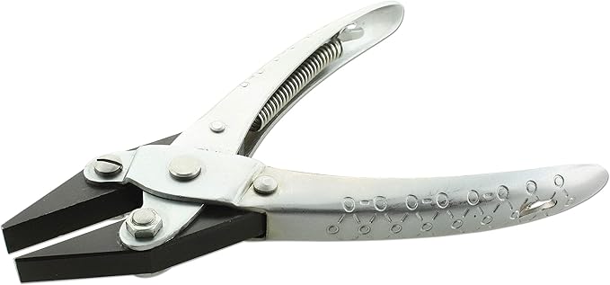 The Beadsmith Half Round/Flat Nose Parallel Pliers, 5.5 inches (140mm) Steel tool for jewelry making, with spring
