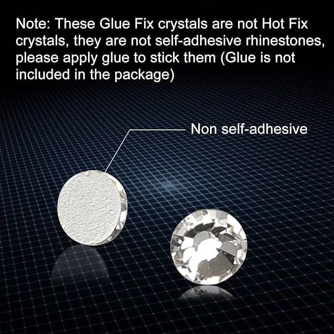2880pcs Glue Fix Crystal Flatback Rhinestones Glass Diamantes Gems for Nail Art Crafts Decorations Clothes Shoes 2.8mm (ss10, Crystal)