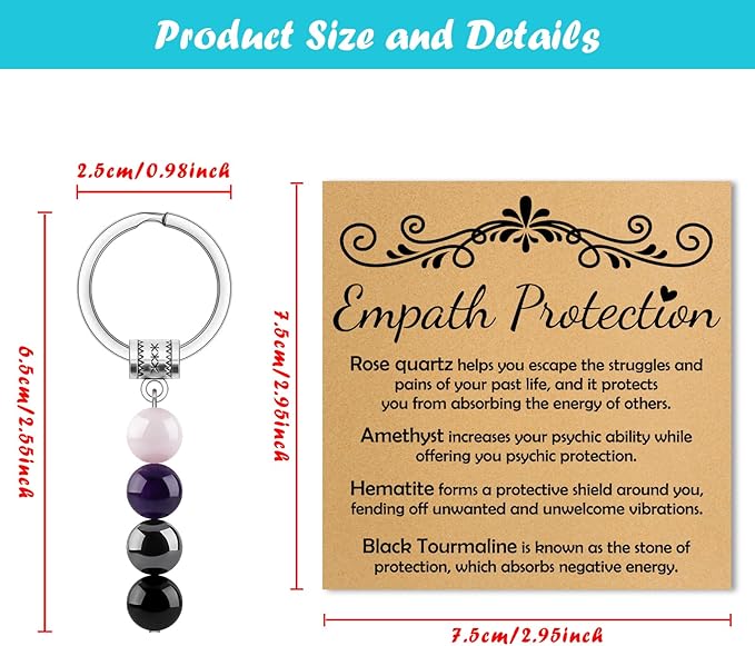 Healing Gemstone Jewelry Keychain Spiritual Crystal Keychain Relief Stress Anxiety Recovery Healing Gift New Beginning Gifts for Women Men Divorce Breakup Get Well Gifts for Friends Sister Coworker