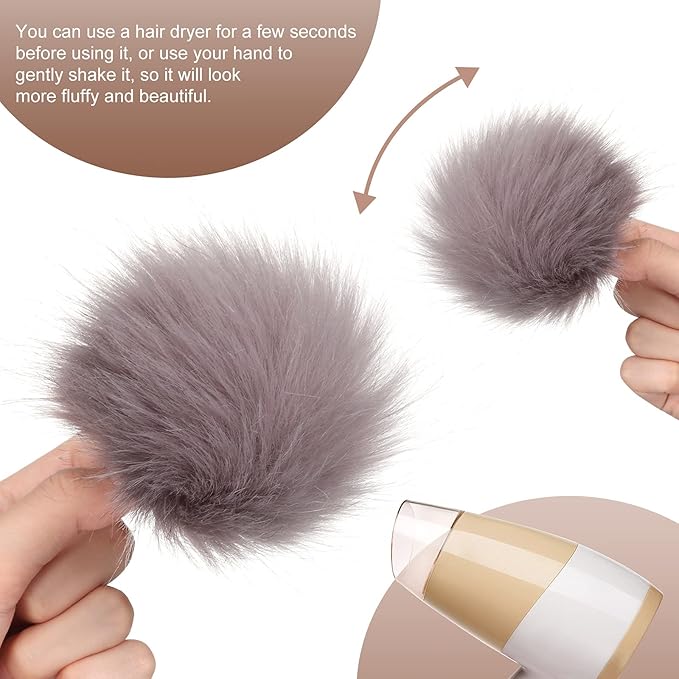 Tatuo 16 Pcs Faux Fur Pom Poms for Hat 4 Inches Large Fluffy Pom Balls for Crafts Knitting Beanies Shoes Scarves Bag Pompoms Keychain Charms Winter DIY Accessories (Gray)