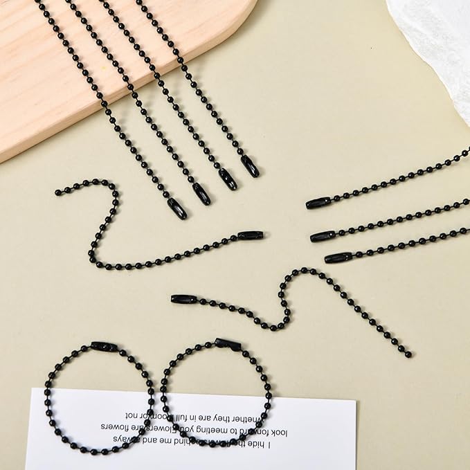 200 Pcs Ball Bead Chain Bulk Keychain 4.7 Inch Metal Dog Tag Small Chains with Connectors for Hanging Decoration