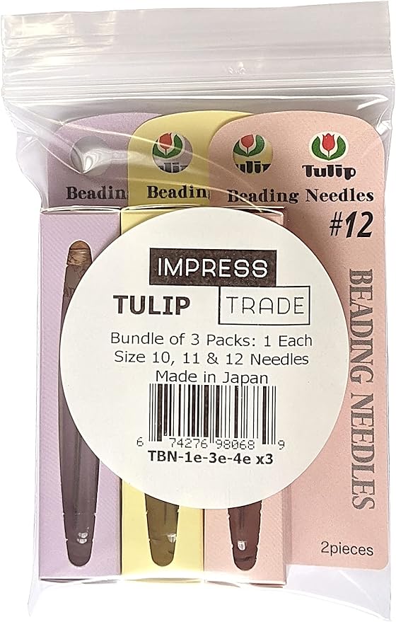 Tulip Beading Needles Bundle of 3 Packs: Size 10, Size 11 & Size 12-1 Pack of Each - TBN-001e, TBN-003e, TBN-004e, Japanese Needles for Seed Beads