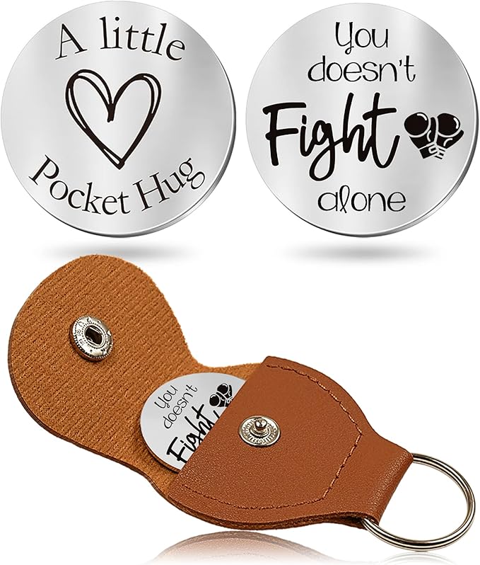 OUMILAN Pocket Hug Token Gifts for Men Boyfriend Girlfriend Inspirational Gift for Son Daughter Brother with Leather Keychain