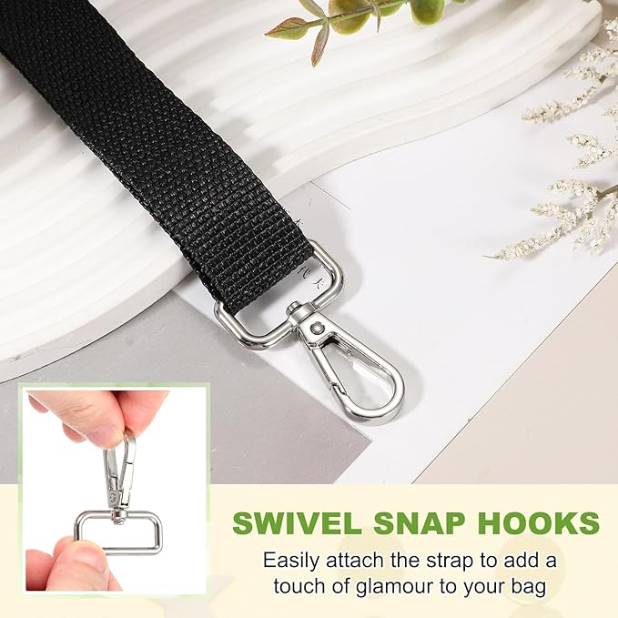 Swivel Snap Hooks, Metal D Ring Keychain Lanyard Clip Hook Lobster Clasp Claw Push Gate Clip - Fitting for(Purse Making - Sewing - DIY Crafts) 6 Pcs & 1" & Silver White