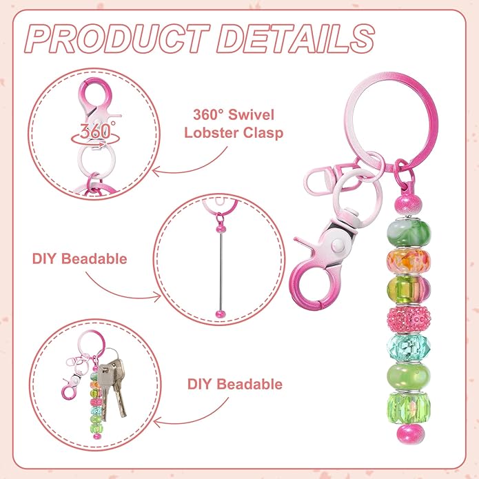uxcell Beadable Keychain, Keychain Making Supplies, Blank Bead Metal Chain Bars for DIY Crafts Jewelry Making Gift