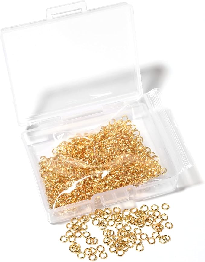 1000 Pcs 3mm Open Jump Rings Gold Plated Jump Rings for Jewelry Making Iron Made Single Ring Bulk for DIY Craft Earring Necklace Bracelet Pendant Choker Jewelry Making Findings