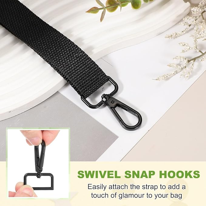 Swivel Snap Hooks, Metal D Ring Keychain Lanyard Clip Hook Lobster Clasp Claw Push Gate Clip - Fitting for(Purse Making - Sewing - DIY Crafts) 6 Pcs & 5/8" & Electrophoretic Black