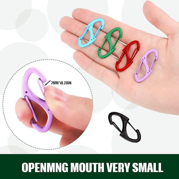 Moxweyeni 20 Pcs Zipper Clip S Carabiner Clips Small Alloy Snap Hook Anti Theft 1. 6 Inch Mini Dual Wire Gate Interlocking Keychain Clip Attachment for Women Men Camping Hiking