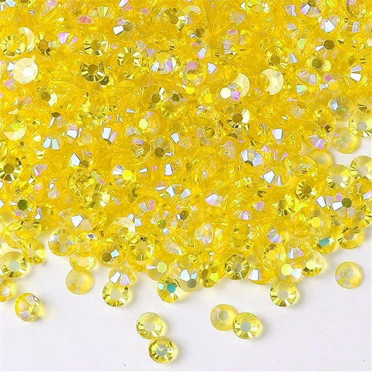 1000 Pieces SS20 5mm Flatback Rhinestones AB Clear Round Gems Crystals for Nail Art DIY Crafts Clothes Shoes Bags （Transparent Citrine AB）
