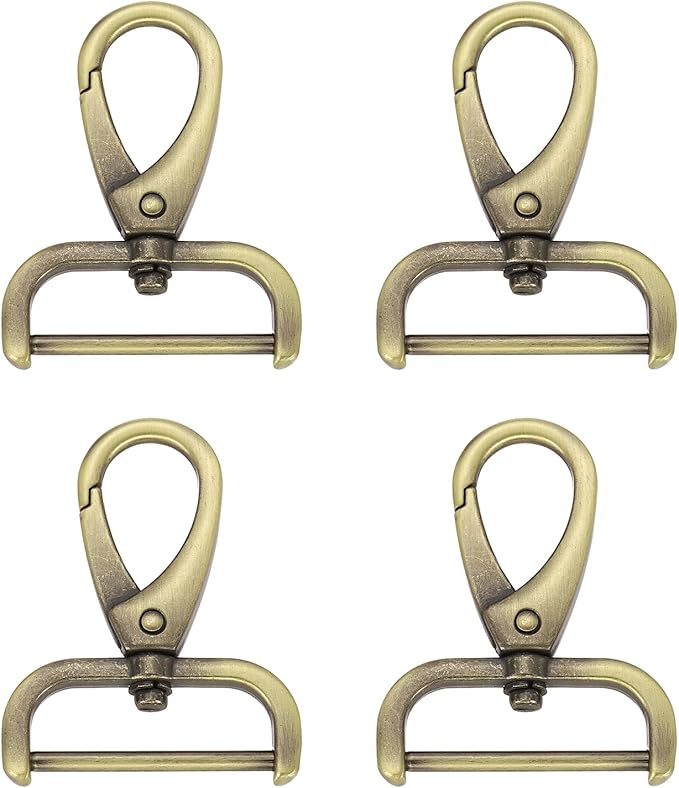 HARFINGTON 4pcs Detachable Snap Hook Swivel Clasp 1 1/4" (32mm) Zinc Alloy Lobster Claw Clasp for Keychain Lanyard Purse DIY Purse Strap, Light Brown
