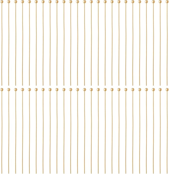 5pcs 14K Gold Plated Ball Head Pins, 50mm Brass Sewing Pins for Jewelry Making, Jewelry Making Supplies for Necklaces Bracelets Anklets DIY Crafts