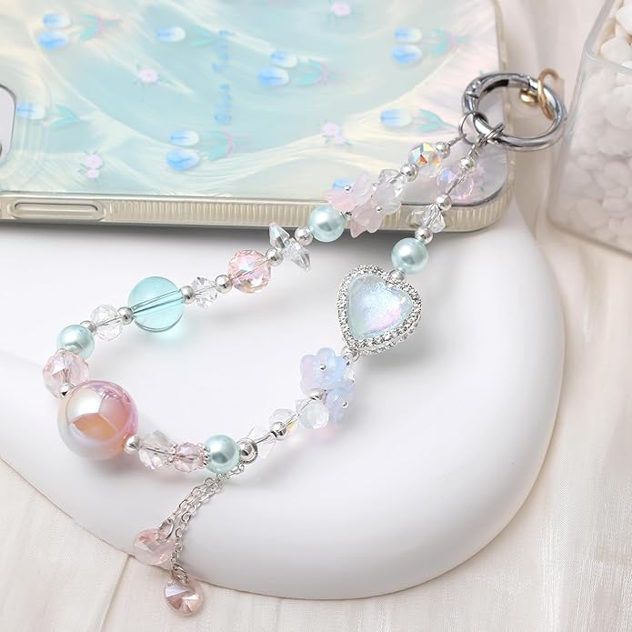 Beaded Phone Wrist Strap,Crystal Keychain Wristlet,Camera Strap Wrist,Cute Phone Chain Wristlet Purse Bag Charms