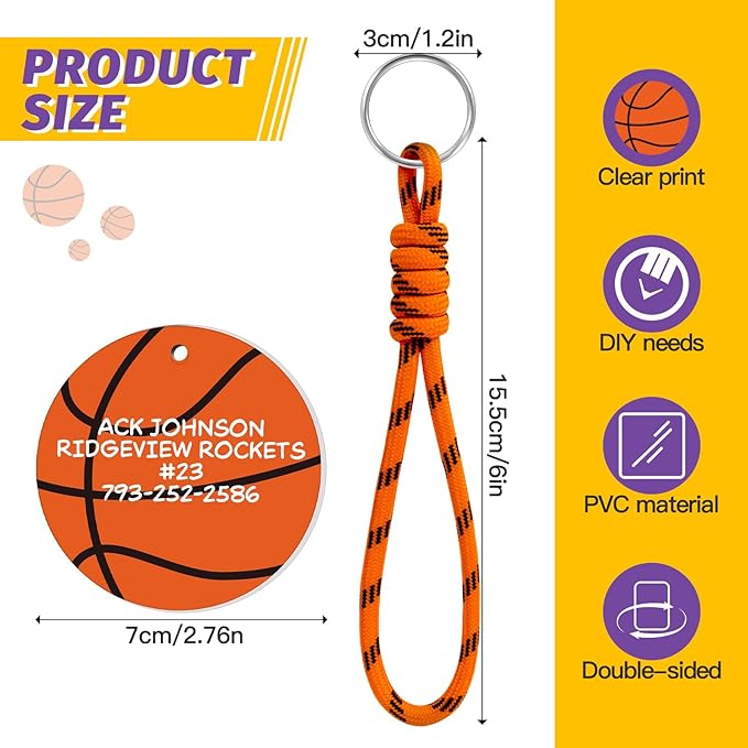 Eyourlife 6Pcs Braiding lanyard keychain With 2.75 in Name Id and DIY Pocket Hug Card For boys Sports enthusiast Team Gift
